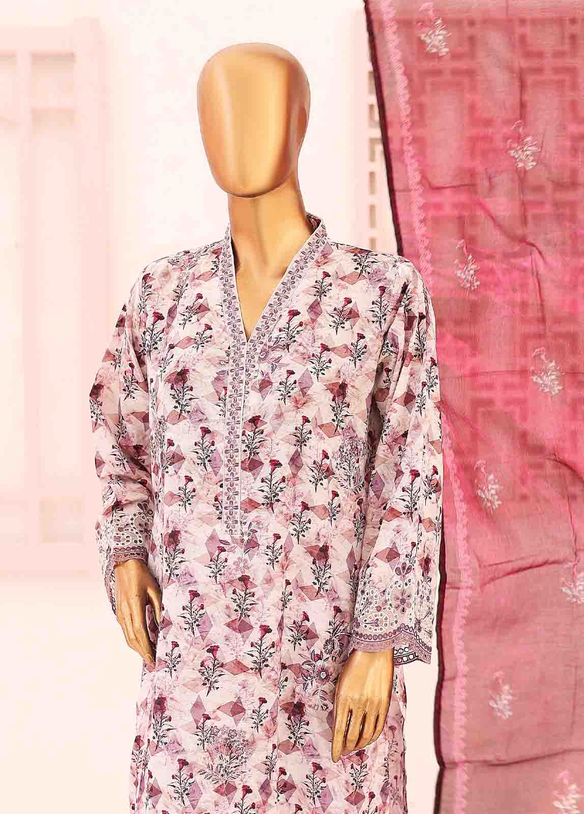 Bin Saeed Fabric - SM-LE-0416-3 Piece LawnKari Stitched Suit