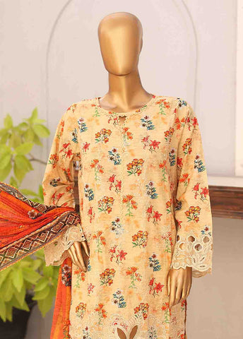 Bin Saeed Fabric - SM-LE-0417-3 Piece Cotton Kari Stitched Suit