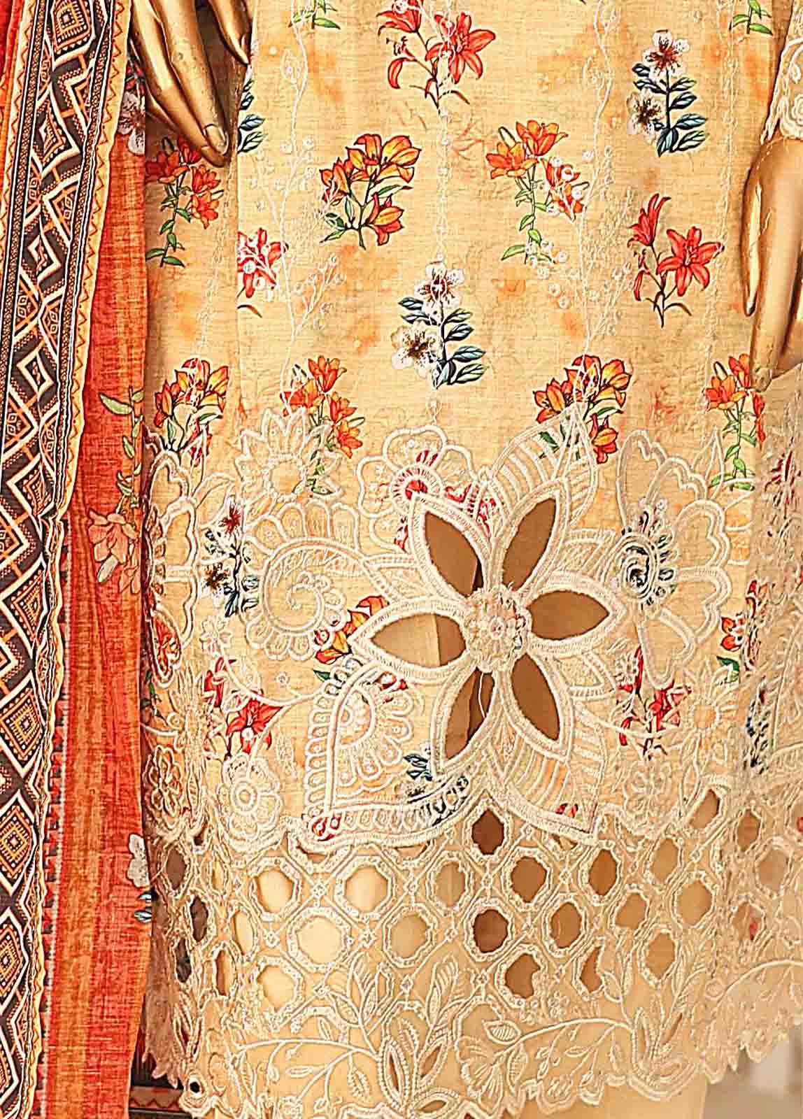 Bin Saeed Fabric - SM-LE-0417-3 Piece Cotton Kari Stitched Suit