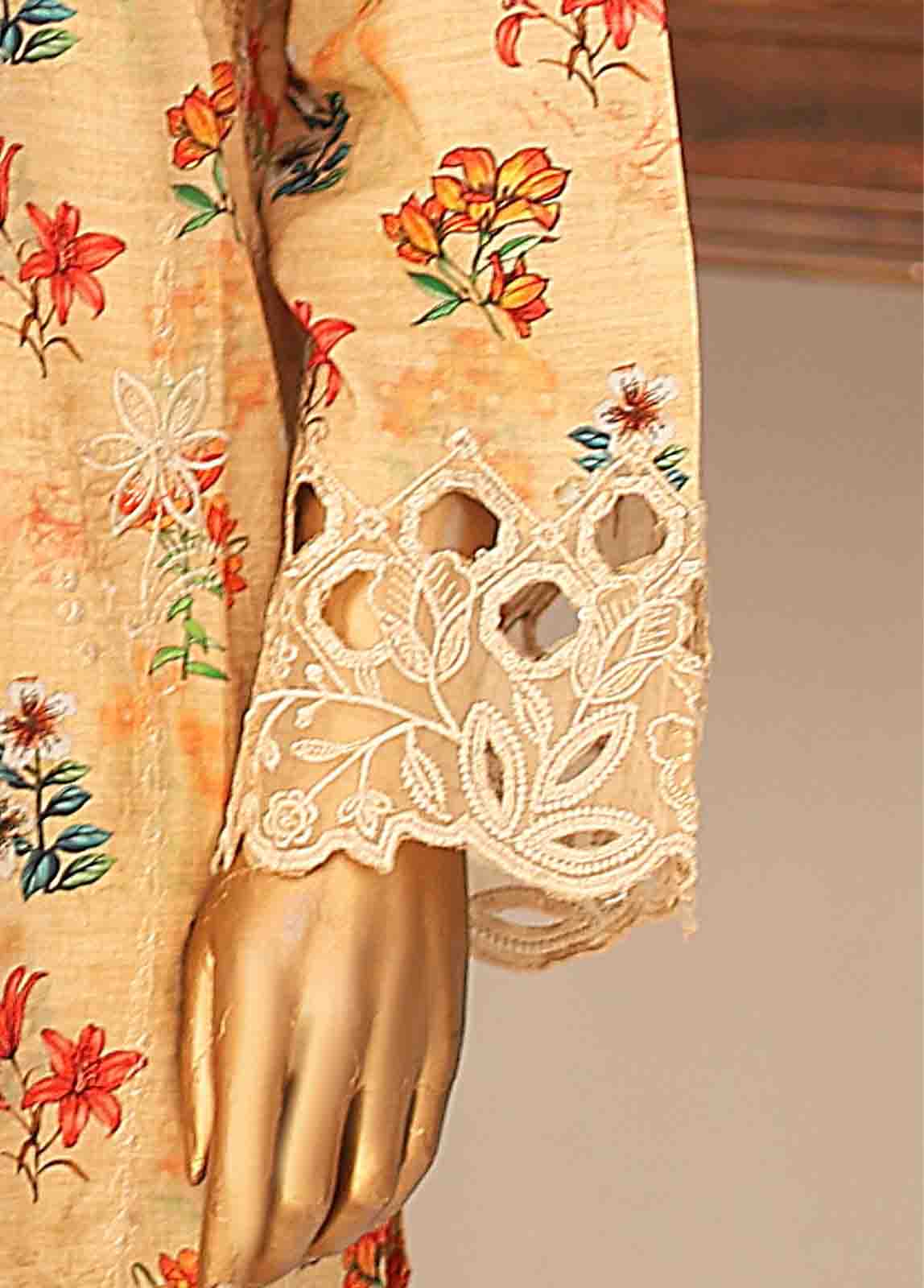 Bin Saeed Fabric - SM-LE-0417-3 Piece Cotton Kari Stitched Suit