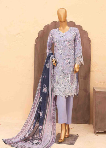 Bin Saeed Fabric - SM-LE-0421-3 Piece Cutwork Kari Stitched Suit