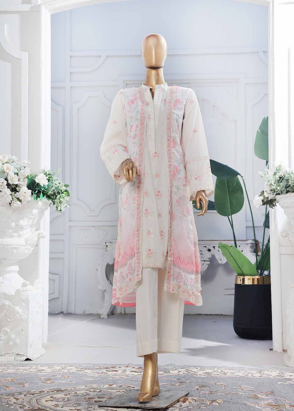 Bin Saeed Fabric - SM-PC-006 A- 2 Piece Lawn Embroidered Stitched Chiffon Coat Style Suit