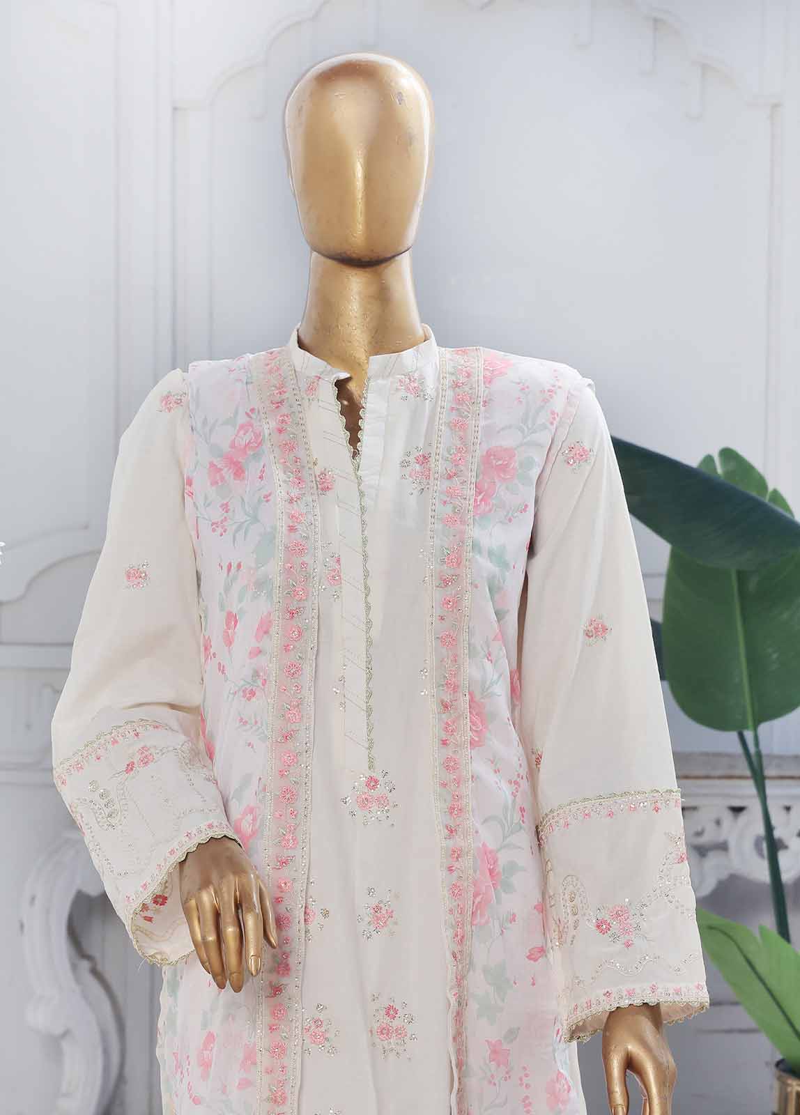 Bin Saeed Fabric - SM-PC-006 A- 2 Piece Lawn Embroidered Stitched Chiffon Coat Style Suit
