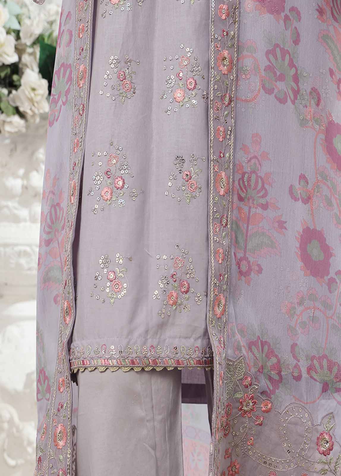 Bin Saeed Fabric - SM-PC-009 A- 2 Piece Lawn Embroidered Stitched Chiffon Coat Style Suit
