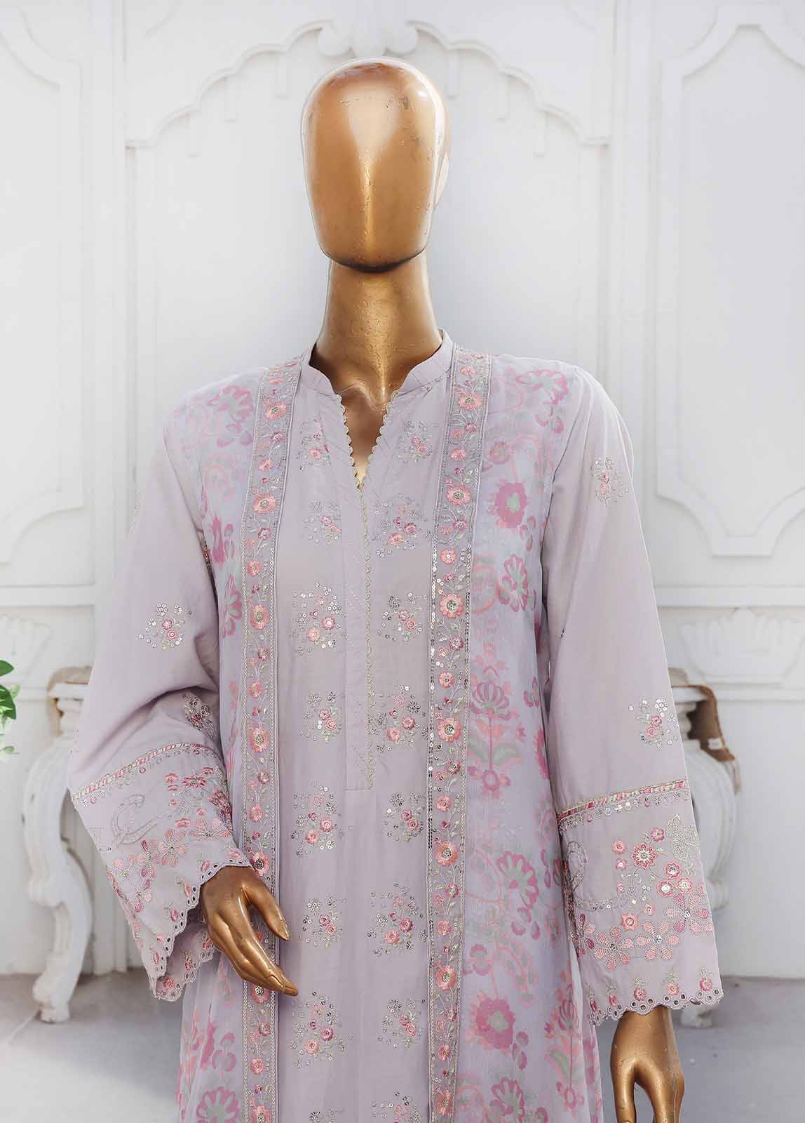 Bin Saeed Fabric - SM-PC-009 A- 2 Piece Lawn Embroidered Stitched Chiffon Coat Style Suit