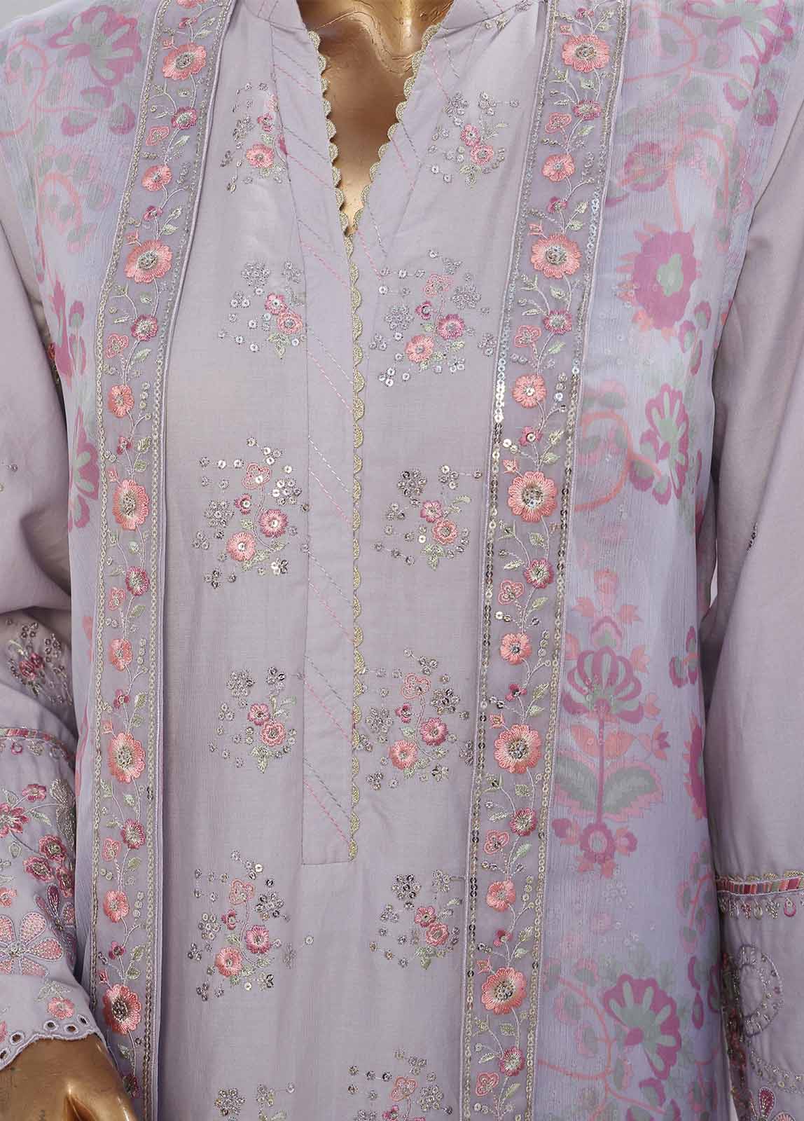 Bin Saeed Fabric - SM-PC-009 A- 2 Piece Lawn Embroidered Stitched Chiffon Coat Style Suit