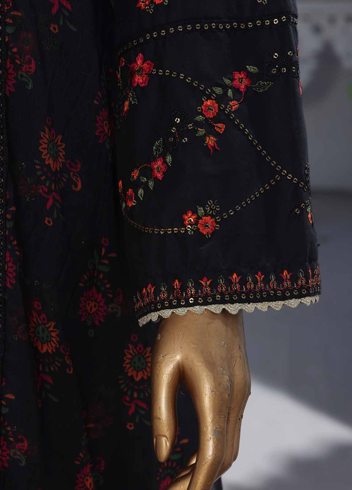 Bin Saeed Fabric - SM-PC-015 A- 2 Piece Lawn Embroidered Stitched Chiffon Coat Style Suit