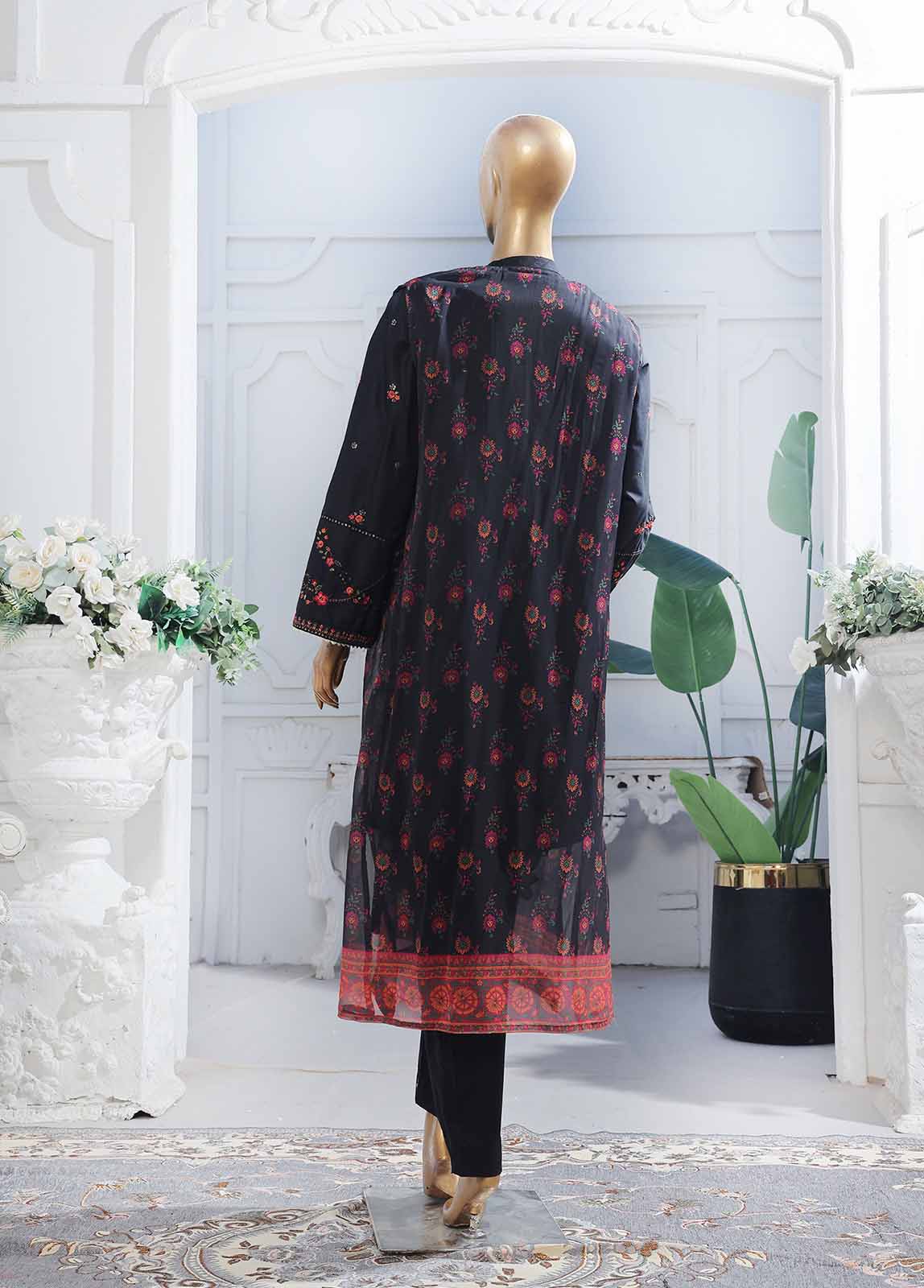 Bin Saeed Fabric - SM-PC-015 A- 2 Piece Lawn Embroidered Stitched Chiffon Coat Style Suit