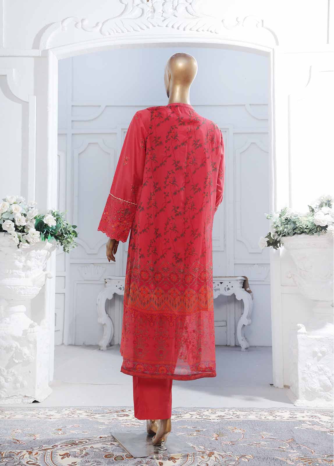 Bin Saeed Fabric - SM-PC-019- 2 Piece Lawn Embroidered Stitched Chiffon Coat Style Suit