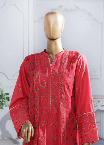 SM-PC-019- 2 Piece Lawn Embroidered Stitched Chiffon Coat Style Suit