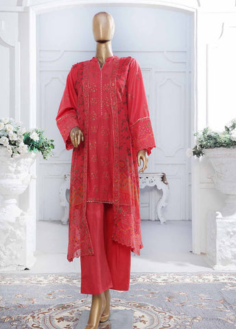 SM-PC-019- 2 Piece Lawn Embroidered Stitched Chiffon Coat Style Suit