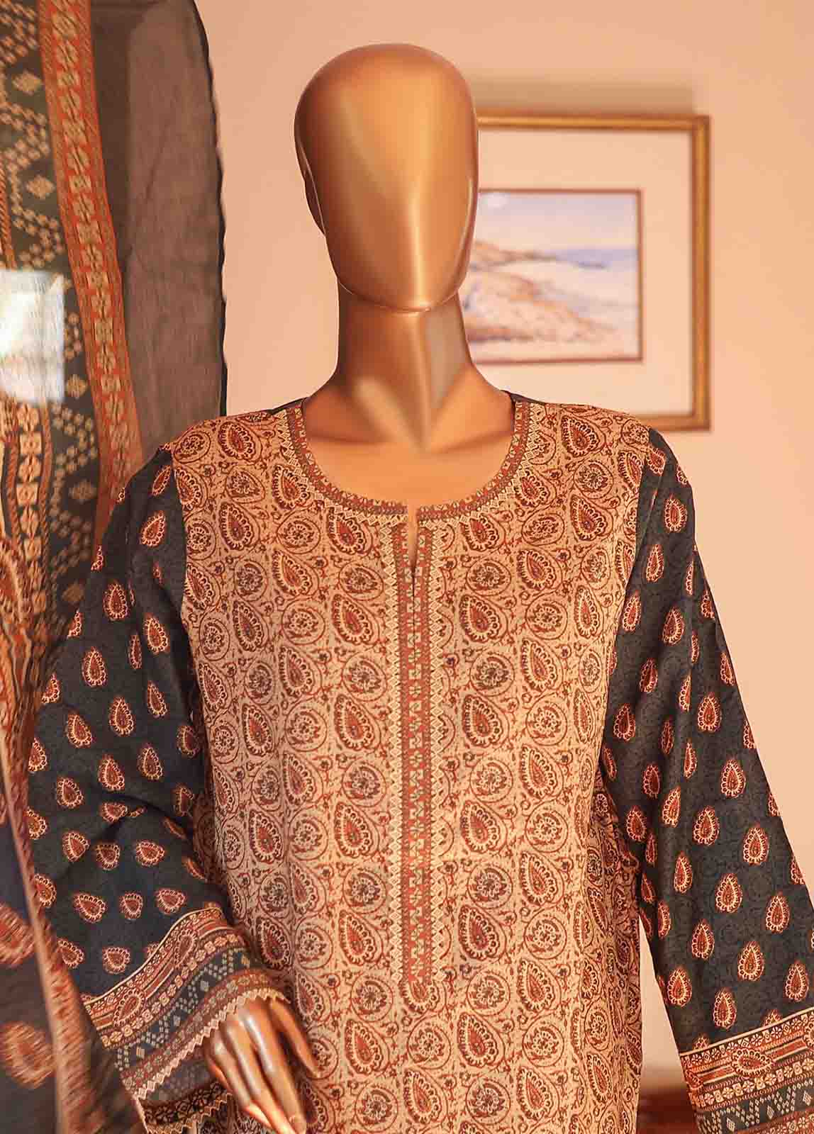 Bin Saeed Fabric - SM-PR-0103 - 3 Piece Printed Stitched Suit