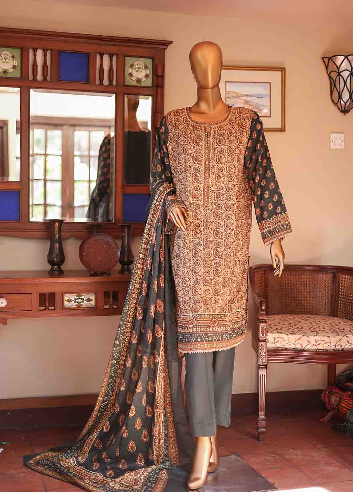 Bin Saeed Fabric - SM-PR-0103 - 3 Piece Printed Stitched Suit