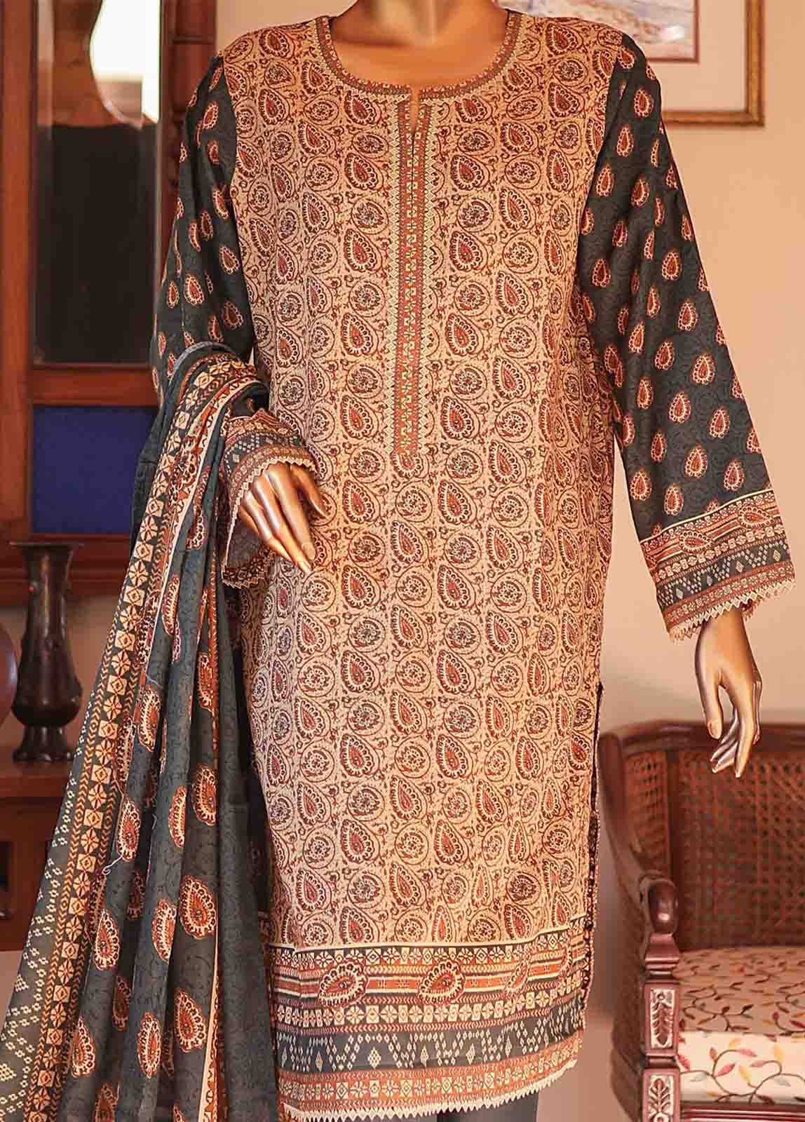 Bin Saeed Fabric - SM-PR-0103 - 3 Piece Printed Stitched Suit