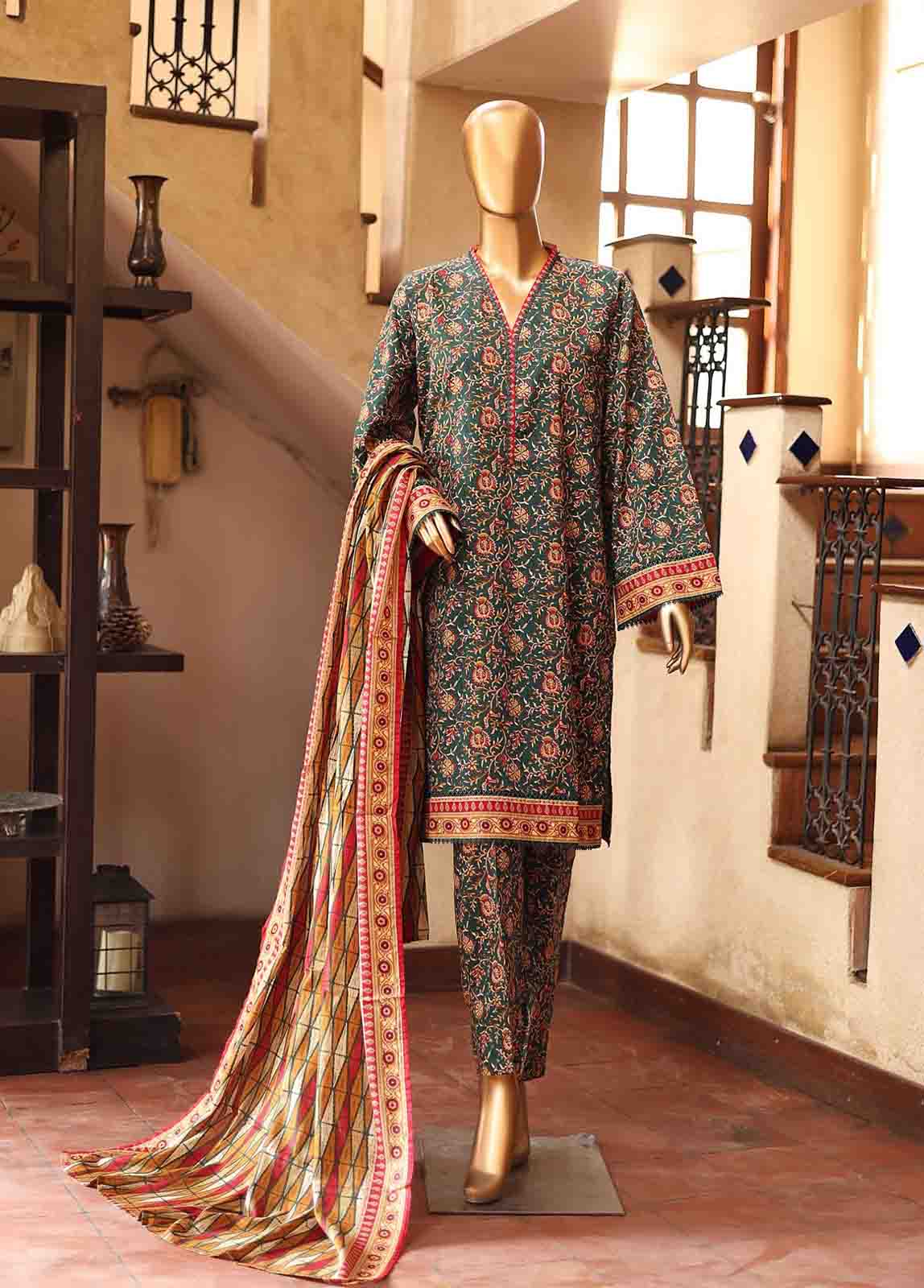 Bin Saeed Fabric - SM-PR-0123 - 3 Piece Printed Stitched Suit
