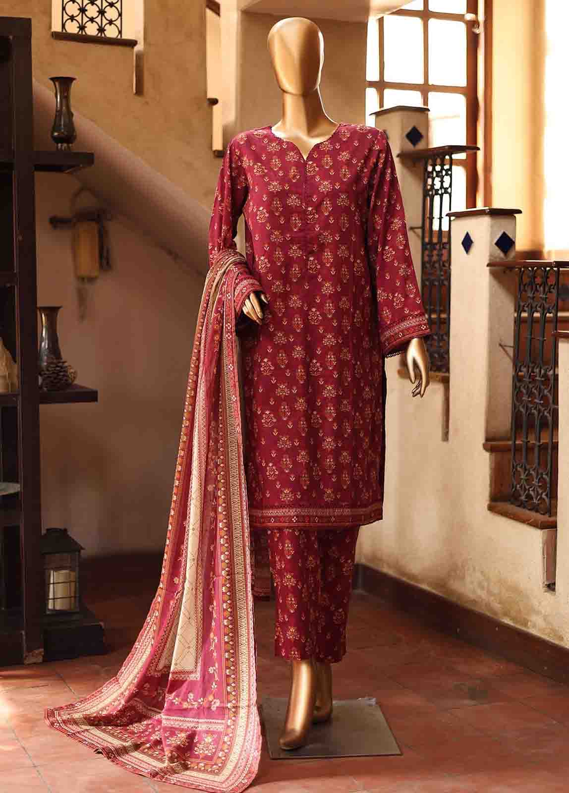 Bin Saeed Fabric - SM-PR-0159- 3 Piece Printed Stitched Suit