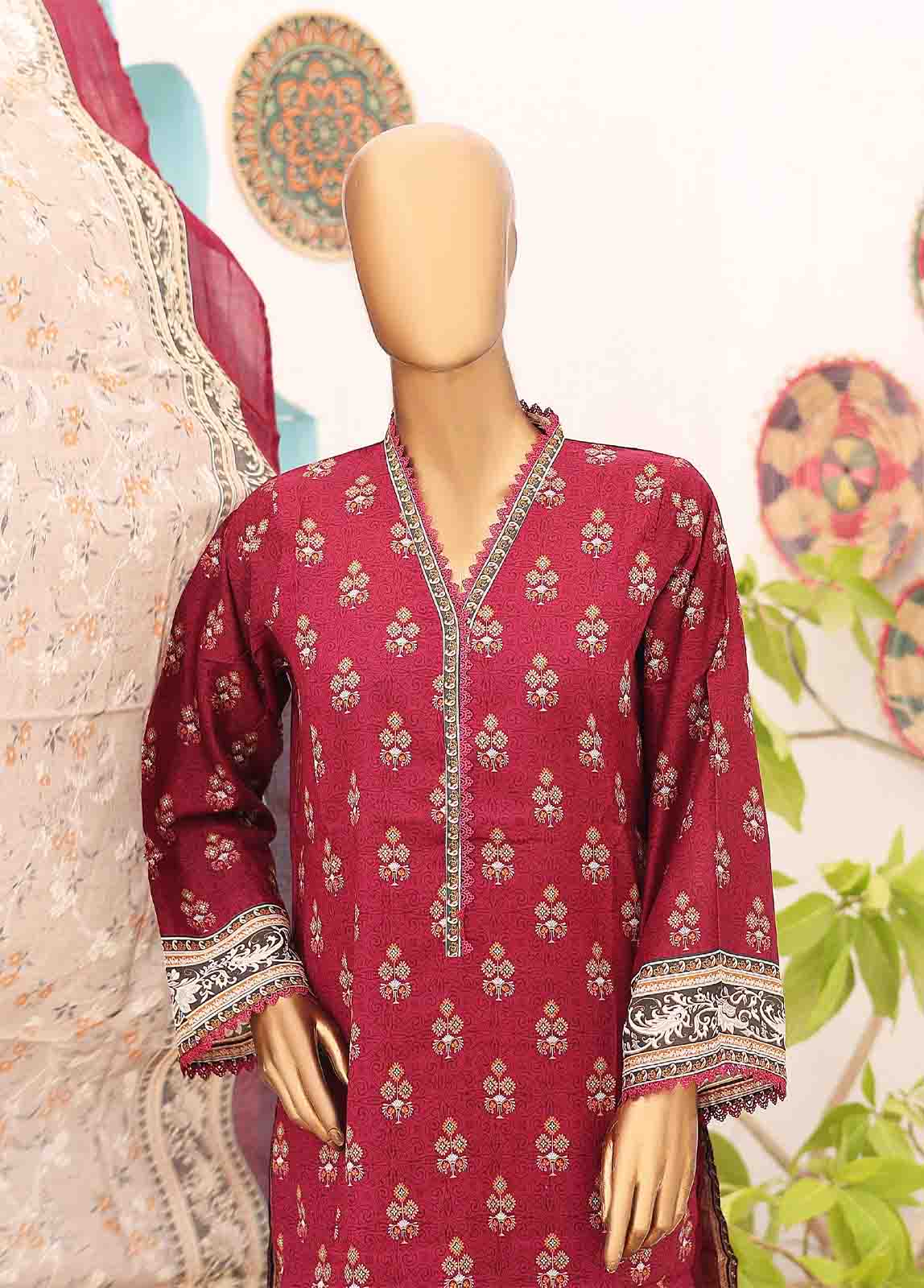 Bin Saeed Fabric - SM-PR-017 B- 3 Piece Printed Stitched Suit