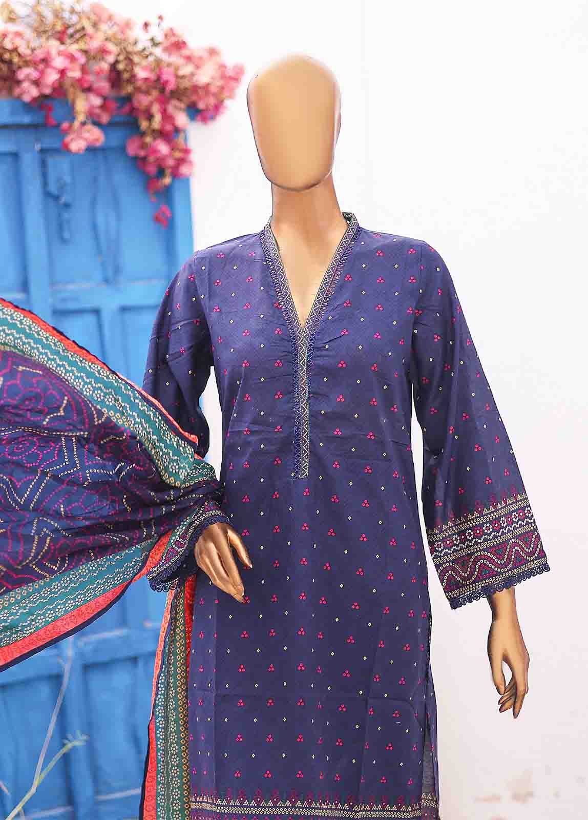 Bin Saeed Fabric - SM-PR-027 B- 3 Piece Printed Stitched Suit