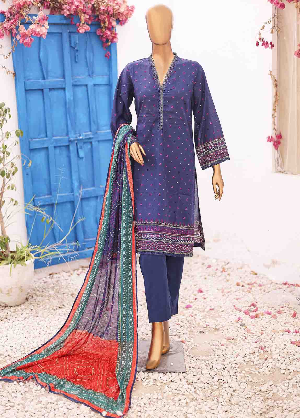 Bin Saeed Fabric - SM-PR-027 B- 3 Piece Printed Stitched Suit