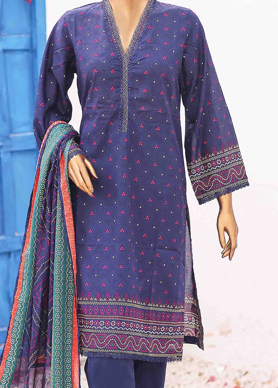 Bin Saeed Fabric - SM-PR-027 B- 3 Piece Printed Stitched Suit