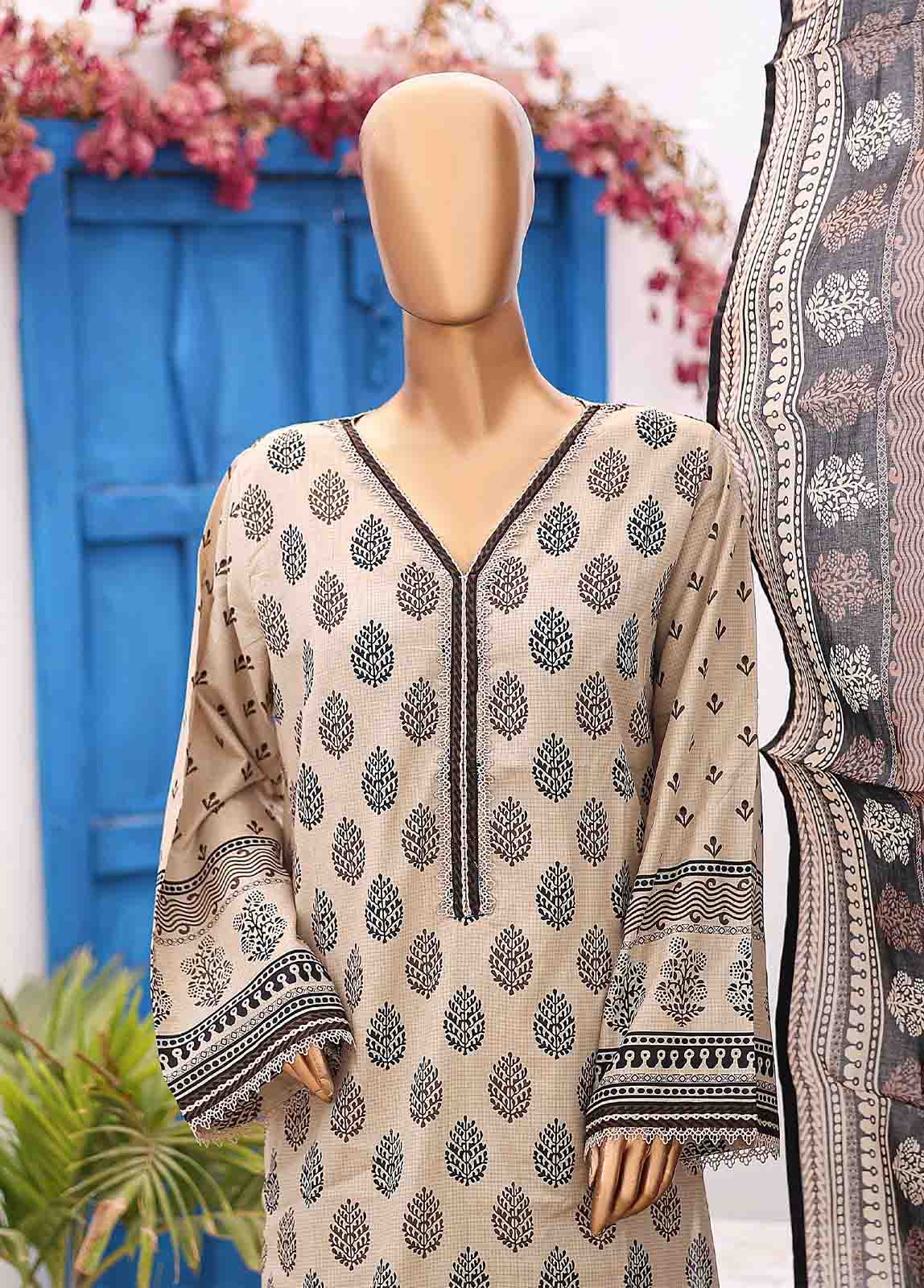 Bin Saeed Fabric - SM-PR-030 B- 3 Piece Printed Stitched Suit