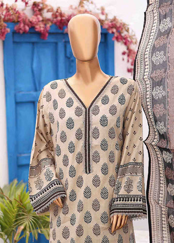 Bin Saeed Fabric - SM-PR-030 B- 3 Piece Printed Stitched Suit