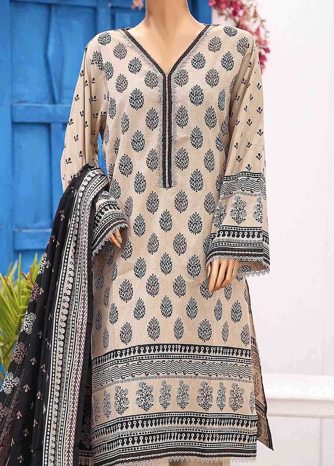 Bin Saeed Fabric - SM-PR-030 B- 3 Piece Printed Stitched Suit