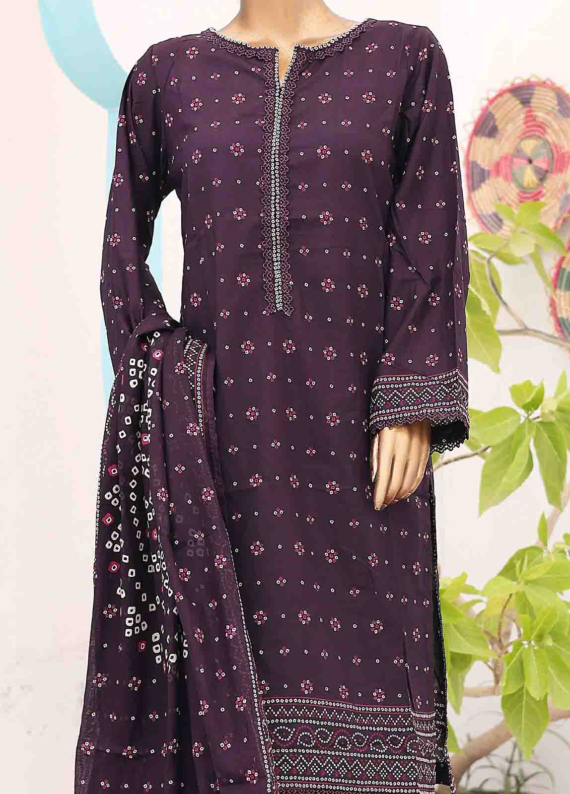 Bin Saeed Fabric - SM-PR-031 A- 3 Piece Printed Stitched Suit