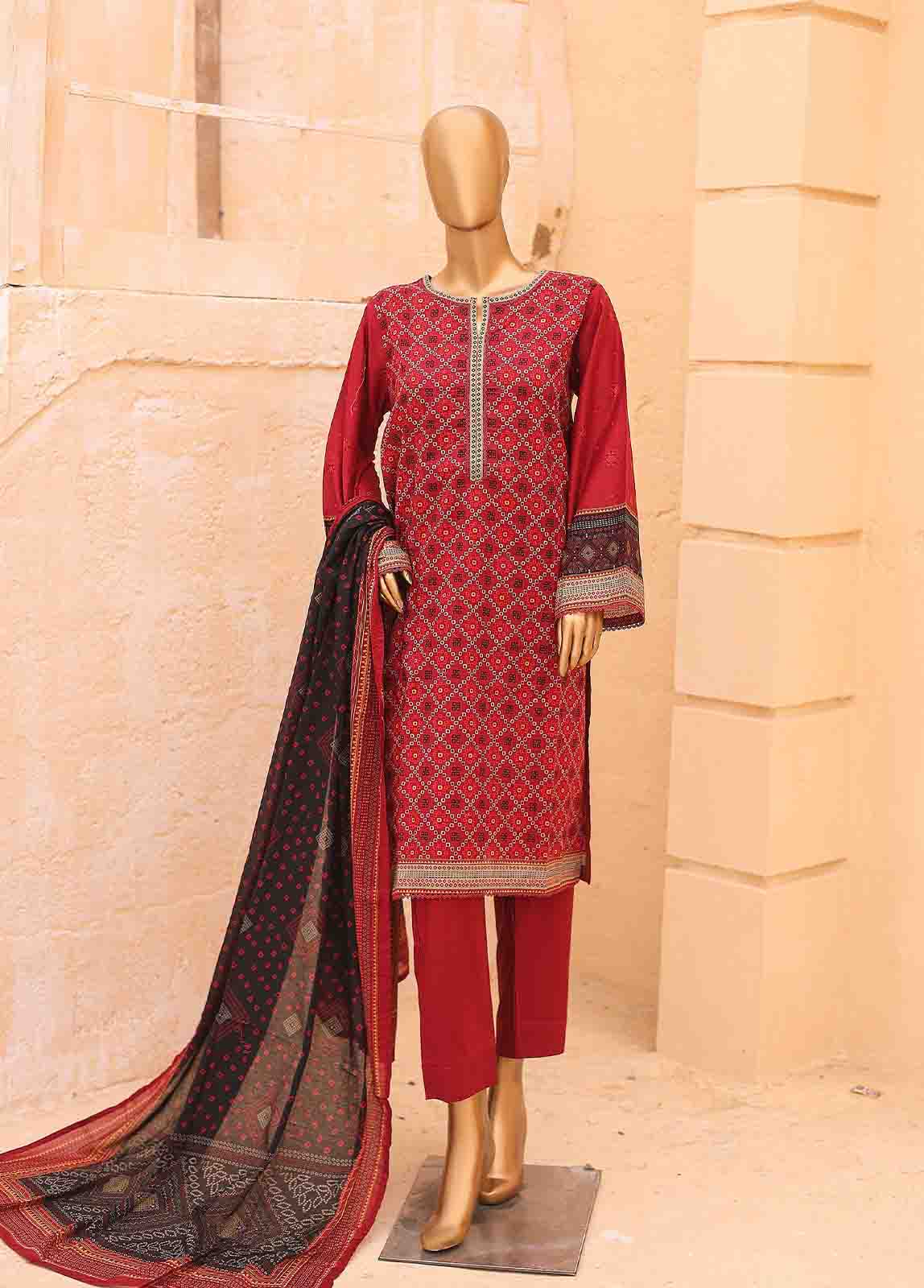 Bin Saeed Fabric - SM-PR-032 A- 3 Piece Printed Stitched Suit