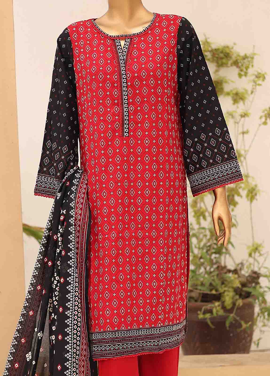 Bin Saeed Fabric - SM-PR-033- 3 Piece Printed Cotton Suit