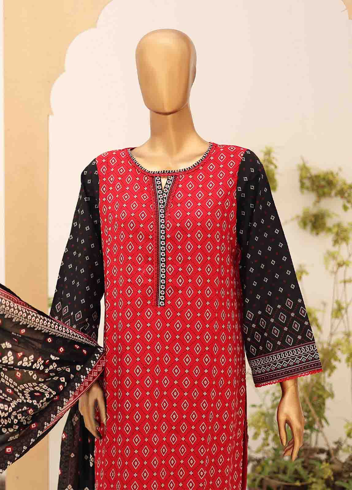 Bin Saeed Fabric - SM-PR-033- 3 Piece Printed Cotton Suit