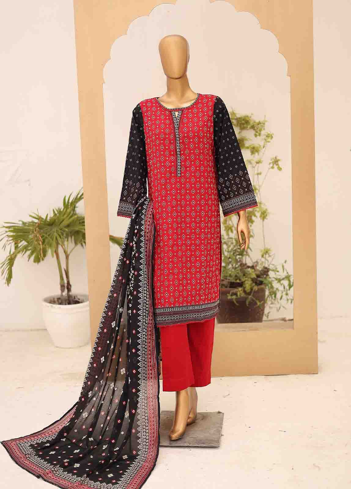 Bin Saeed Fabric - SM-PR-033- 3 Piece Printed Cotton Suit