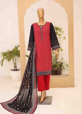 Bin Saeed Fabric - SM-PR-033- 3 Piece Printed Cotton Suit