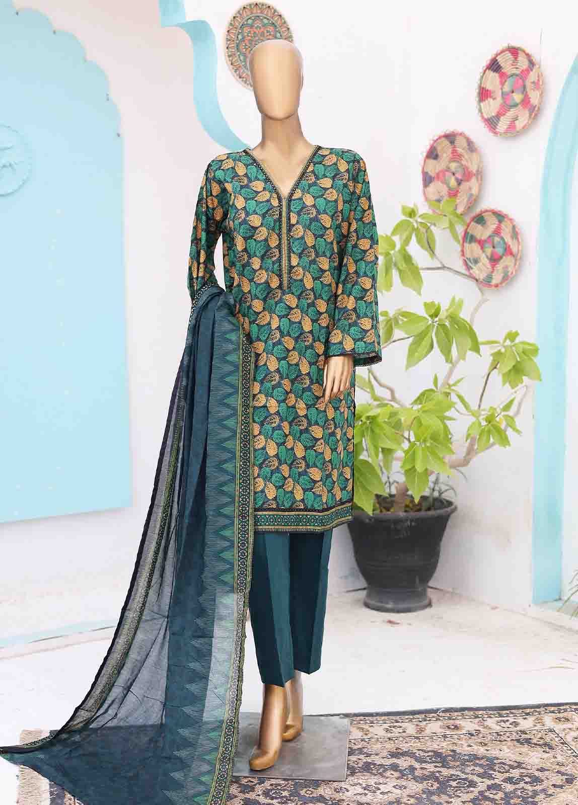 Bin Saeed Fabric - SM-PR-0344 B- 3 Piece Printed Stitched Suit