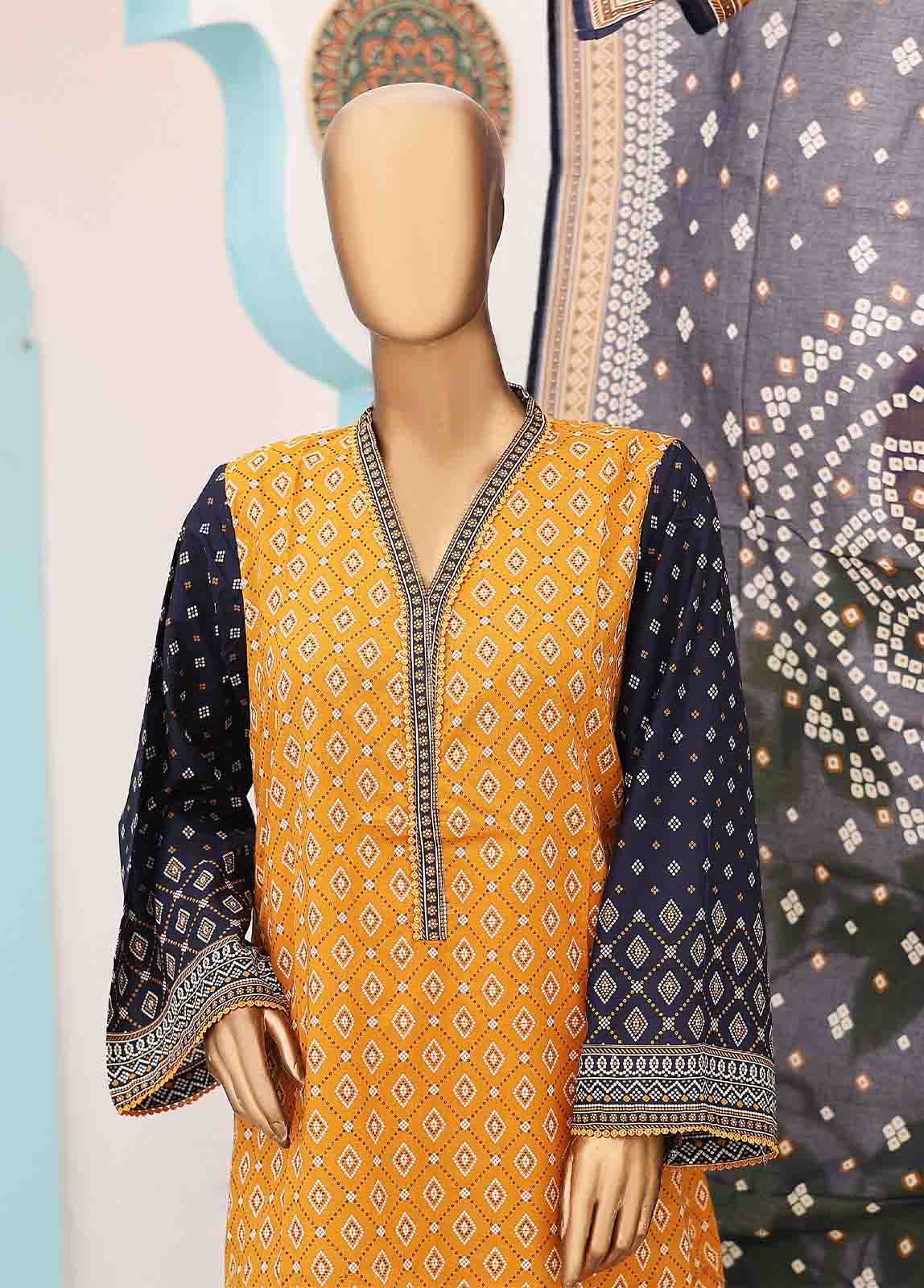 Bin Saeed Fabric - SM-PR-034 A- 3 Piece Printed Stitched Suit