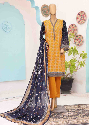 Bin Saeed Fabric - SM-PR-034 A- 3 Piece Printed Stitched Suit