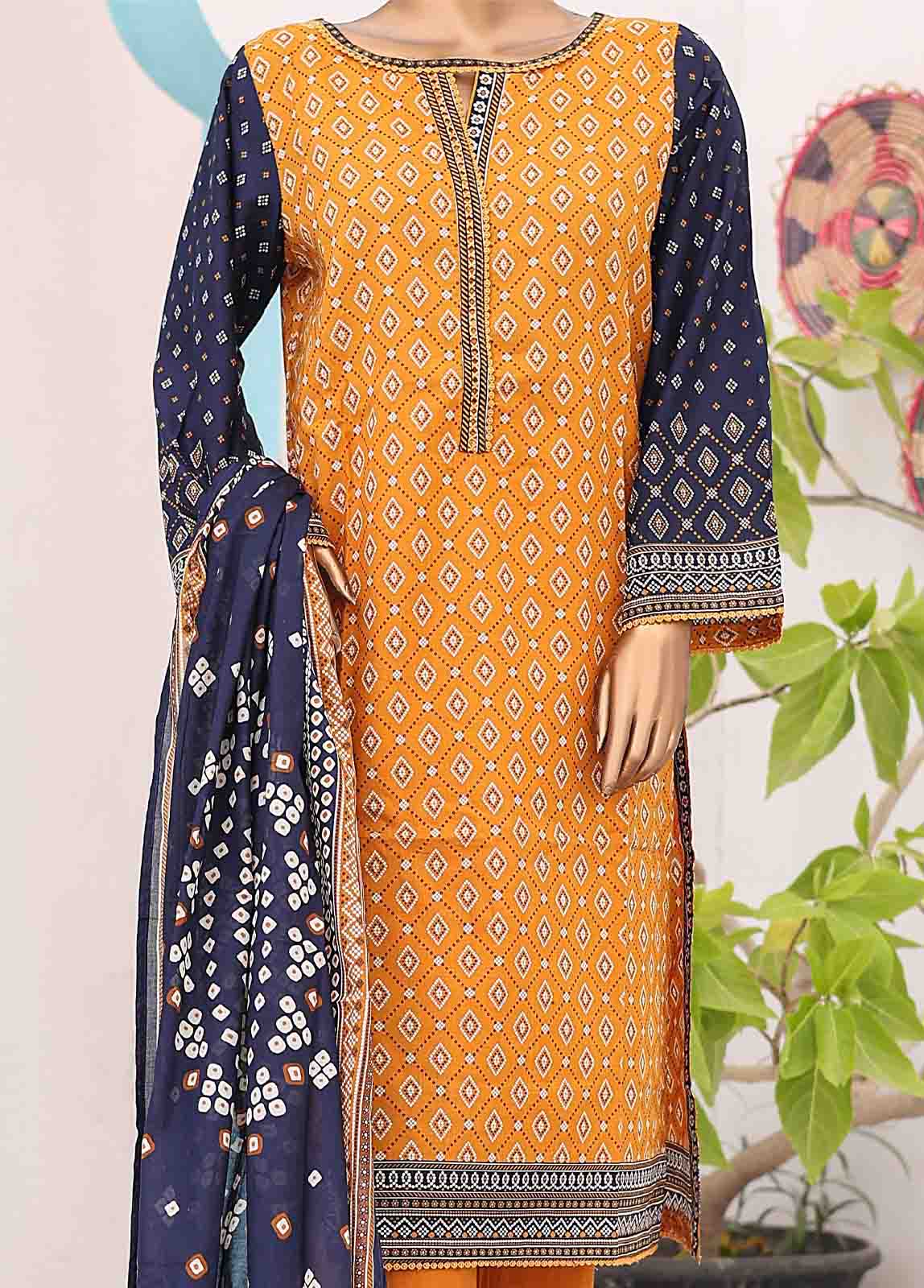 Bin Saeed Fabric - SM-PR-034 B- 3 Piece Printed Stitched Suit