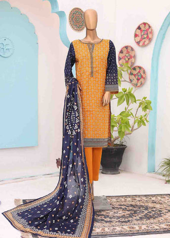 Bin Saeed Fabric - SM-PR-034 B- 3 Piece Printed Stitched Suit