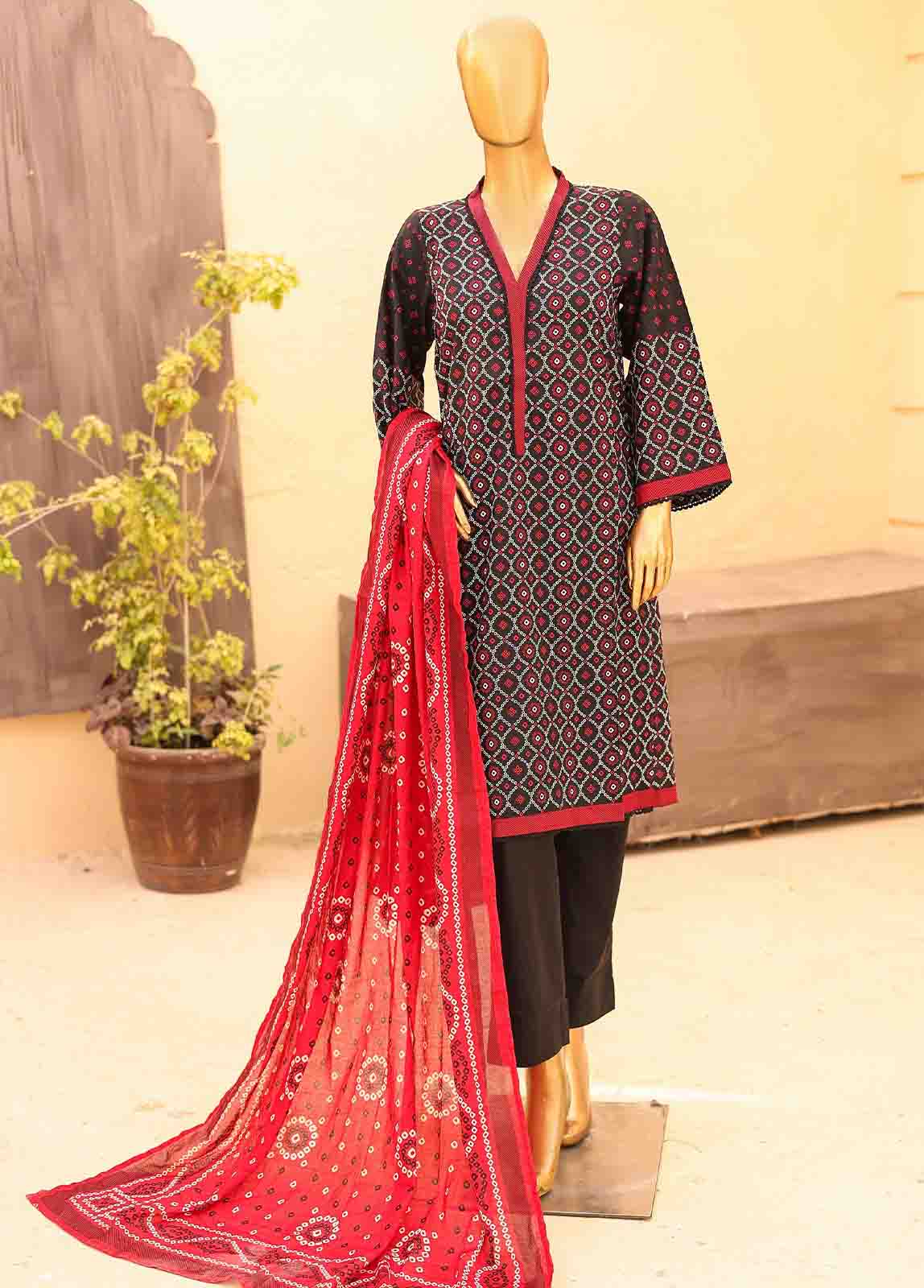 Bin Saeed Fabric - SM-PR-035- 3 Piece Printed Stitched Suit