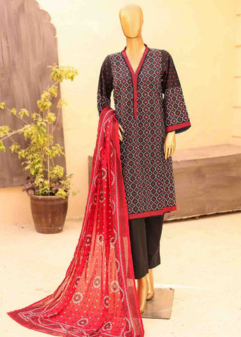 Bin Saeed Fabric - SM-PR-035- 3 Piece Printed Stitched Suit
