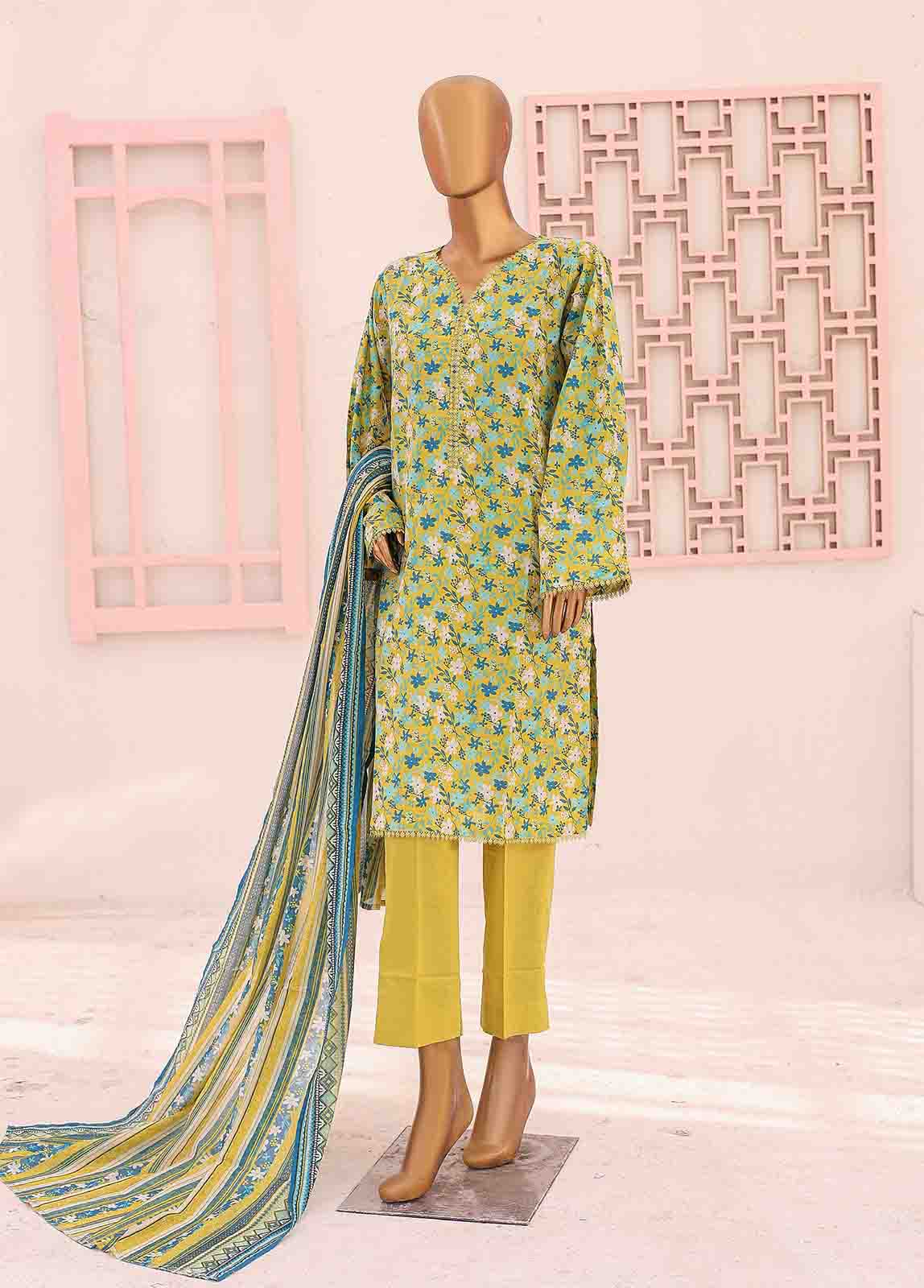 Bin Saeed Fabric - SM-PR-0352 A- 3 Piece Printed Stitched Suit