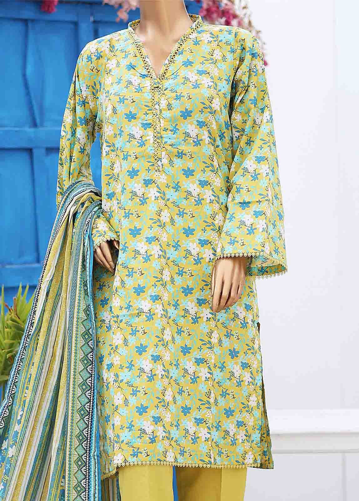 Bin Saeed Fabric - SM-PR-0352 B- 3 Piece Printed Stitched Suit