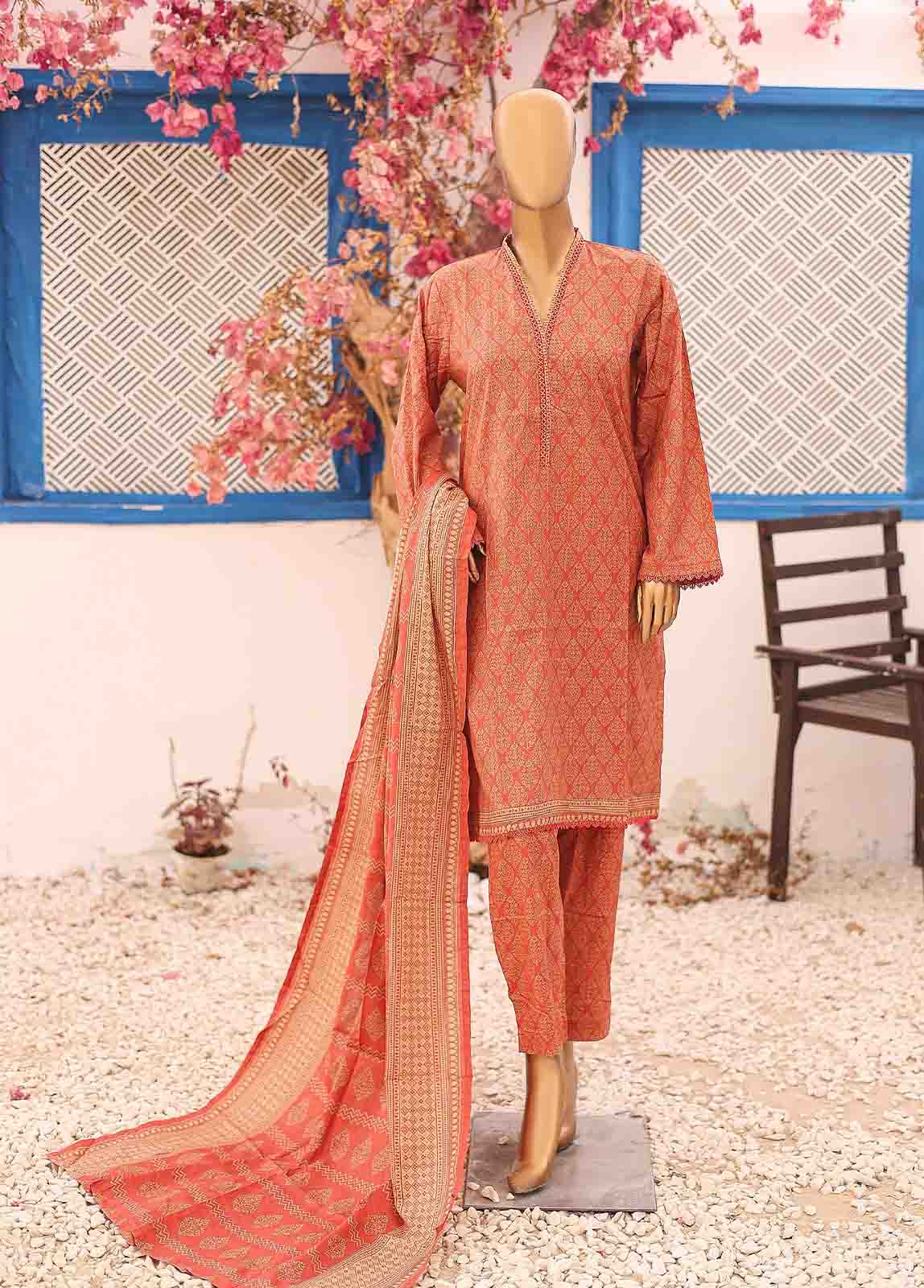 Bin Saeed Fabric - SM-PR-0358 A- 3 Piece Printed Stitched Suit