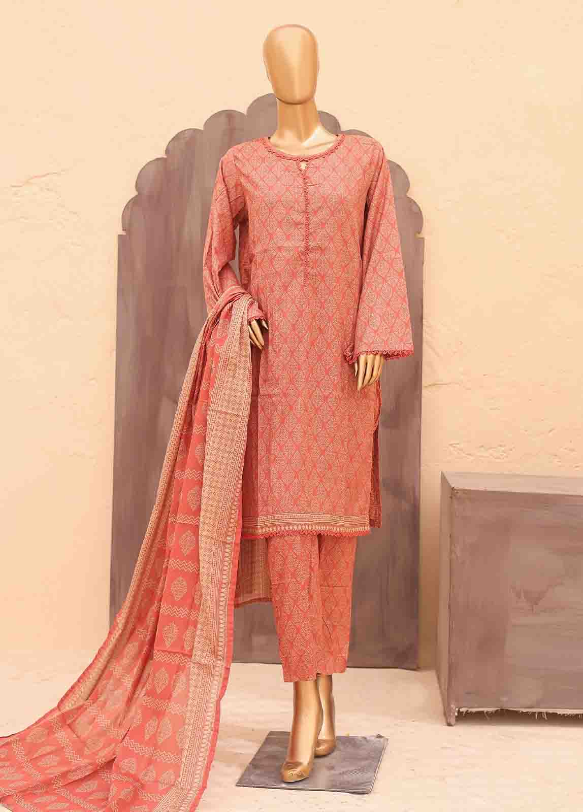 Bin Saeed Fabric - SM-PR-0358 B- 3 Piece Printed Stitched Suit