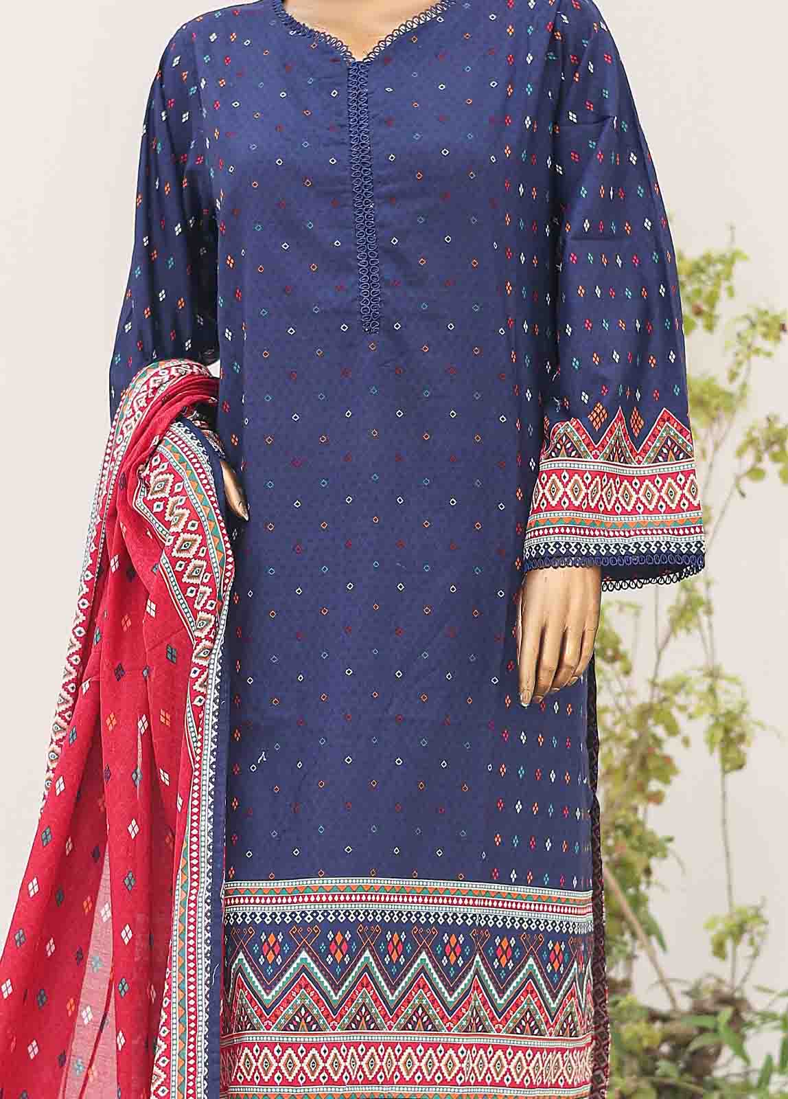 Bin Saeed Fabric - SM-PR-038- 3 Piece Printed Cotton Suit