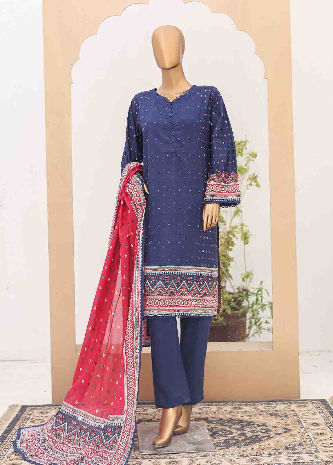 Bin Saeed Fabric - SM-PR-038- 3 Piece Printed Cotton Suit