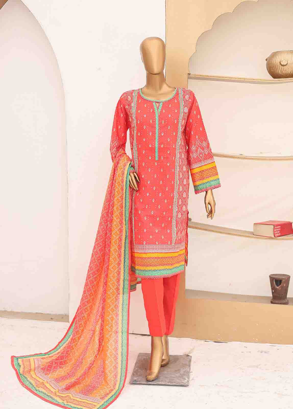 Bin Saeed Fabric - SM-PR-040- 3 Piece Printed Suit