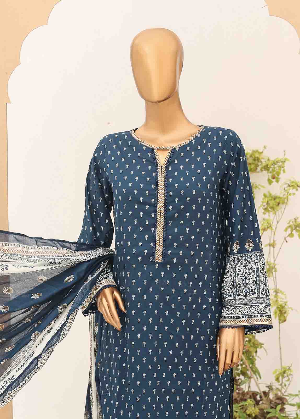 Bin Saeed Fabric - SM-PR-041- 3 Piece Printed Cotton Suit