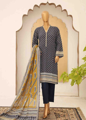 Bin Saeed Fabric - SM-PR-049- 3 Piece Printed Cotton Suit