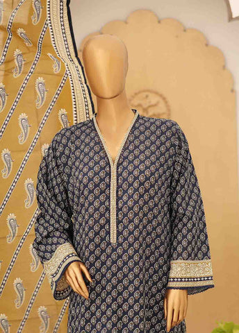 Bin Saeed Fabric - SM-PR-049- 3 Piece Printed Cotton Suit